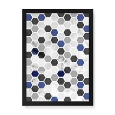 Arte Maníacos Quadro Decorativo Favo Azul - 23x16,25cm (Moldura em laca preta)