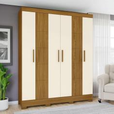 Guarda-Roupa Casal 6 Portas 2 Gavetas Milos Henn Marrom/Off White