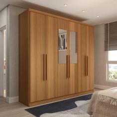 Guarda-Roupa Casal Mykonos 6 Portas 2 Gavetas com Espelho Cinamomo - Panorama Móveis