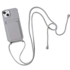 Capa de telefone com alça crossbody para iPhone 15 14 13 12 11 Pro Max SE X XR XS Max 7 8 Plus Capa de silicone líquido, GY, para iPhone 14 Plus