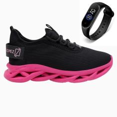 Tênis Esportivo Feminino Academia Caminhada Leve Conforto + Relógio-Feminino