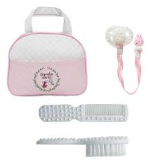 Bolsa Maternidade Rosa com Pentinho e Escovinha para Boneca - Saída Ma