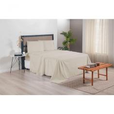 Jogo De Lençol Versatile Ponto Palito Completo 4 Peças Casal Micropercal cáqui