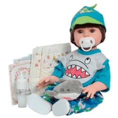 Boneco Reborn Bebê Menino Tubarãozinho 46cm Corpo de Vinil