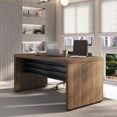 Mesa Para Escritório 1350 Cm Tamburato Robusta E Elegante Nogal-preto