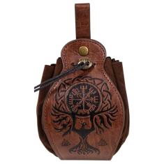 Bolsa de cinto de couro medieval vintage renascentista viking LARP fantasias cosplay bolsa de moedas com cordão suporte de telefone bolsa de cintura, Phoenix, 6.5 x 4.1 x 1.2 inches, Renascentista