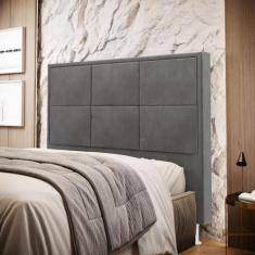 Cabeceira Estofada Para Cama Box Maia 195 Para Cama King Suede Cinza A