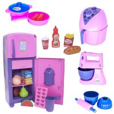 Cozinha Brinquedo Menina Eletro Geladeira Lanche Panela 22p