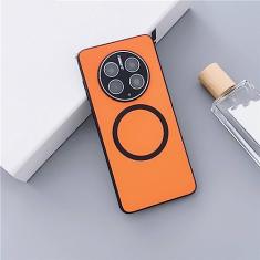 Capa de telefone para Huawei Mate 50 Pro 40 30 Carregamento magnético sem fio Proteção da câmera Capa macia à prova de choque, laranja, Para Mate 50