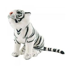 Tigre Branco De Pelúcia Realista Safari Sentado 39 Cm