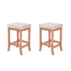 Kit 2 Banquetas Baixa em Madeira Maciça Toquio Pinhão