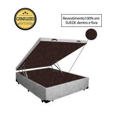Cama Box Baú Luxo Blindado Viúva NK Camas Suede Cinza 49x128x188