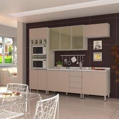 Cozinha Completa 5 Peças Com Tampo E Vidro Reflecta Lis Legno Crema Com Connect