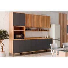 Cozinha Completa Sauvignon 7 Peças (2Aéreos+2Balcões+1TorreQuente+2Complementos) C7P93 Amendoa/Grafite - Ronipa