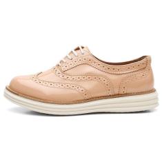 Sapato Social Feminino Top Franca Shoes Oxford Verniz Nude, 35