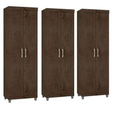 Armário Multiuso Popy 6020 Kit 3 Peças Imbuia com Pés - Araplac