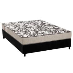 Cama Box Casal: Colchão Espuma Ortobom Physical Ultra Resistente + Base Crc Suede Black(138x188)