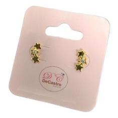 Brinco Infantil Pequeno Estrela Pedra Zirconia F. Ouro 18K - De Castro