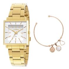 Relógio Condor, Pulseira de Aço, Feminino, Dourado