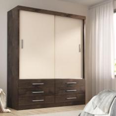 Guarda Roupa Solteiro Capri 2 Portas Correr 6 Gav - Tonielque Moveis, 