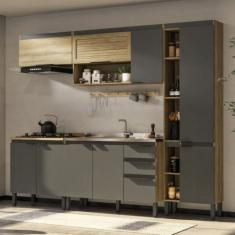 Cozinha Modulada 5 Peças 2 Aéreos 2 Balcões 1 Paneleiro Magnolia Yesca