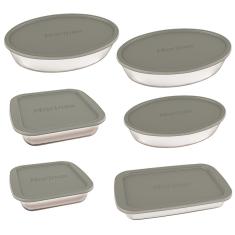 Conjunto de Assadeiras em Vidro com Tampa Plástica Marinex – 6 Peças 