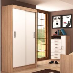 Guarda Roupa Solteiro 2 Portas de Correr Berlim Premium Evidência Móveis Branco/Demolição