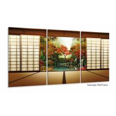 Quadro Decorativo Janela do Japão 120x60 3 peças em tecido