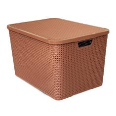 Caixa Organizadora Rattan Marrom 40 Litros C/Tampa 25602 Arqplast