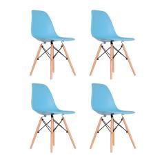 Conjunto com 4 Cadeiras Charles Eames Azul Claro