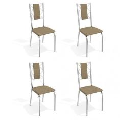 Conjunto 4 Cadeiras Metal Lisboa Kappesberg Cromado/Capuccino