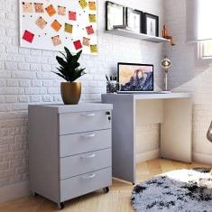 Mesa de Escritório Natus 40mm 80 cm 42 cm Bramov Móveis Cinza Cristal