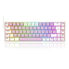 TECLADO MECANICO GAMER CASTOR RGB ROSA COM BRANCO SWITCH MARROM ABNT2