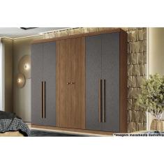 Guarda Roupa Casal 6 Portas e 4 Gavetas Buriti Jatoba/Grafitte - Santos Andirá