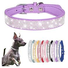 Coleira de cachorro pequena deslumbrante cristal cintilante strass filhote de cachorro gato coleiras para animais de estimação PPS Xs pequeno médio animal de estimação menina gato fêmea gatinho roxo