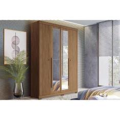 Guarda Roupa Solteiro 4 Portas e 2 Gavetas c/ Espelho e Pés Buriti Jat