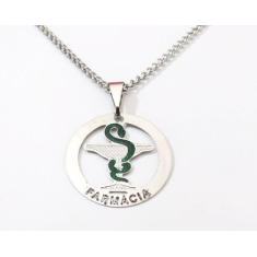 Colar Cordão Farmácia Profissão Aço Inox - Milena Folheados, Cinza, Aç