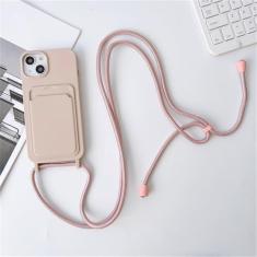 Capa de telefone com alça crossbody para iPhone 15 14 13 12 11 Pro Max SE X XR XS Max 7 8 Plus Capa de silicone líquido, PK, para iPhone X XS