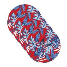 Sousplat Costela de Adão Vermelho - NSW, com base, 4 Peças