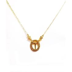 Colar Inicial Letra T Cristal Folheado A Ouro 18k