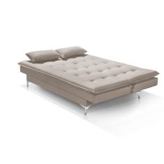 Sofá Cama Bangkok Alto Conforto Aveludado C Almofadas Brinde Cor bege