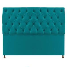 Cabeceira Sofia 160 cm Queen Size Suede Azul Turquesa - Doce Sonho Móv