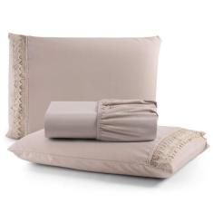 Jogo Cama Lençol Haia King Percal 200 Fios 100% Algodão - Casa Scarpa