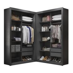 Closet Solteiro 4 Gavetas 100% MDF Amoudi Móveis, Preto Tx