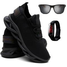 Tênis Masculino Corrida e Caminhada Treino + Óculos de Sol e Relógio-Masculino
