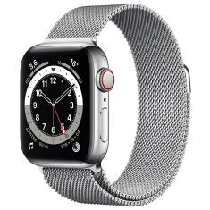 Apple Watch Series 6 (GPS + Cellular) 40mm caixa prateada de aço inoxidável com pulseira estilo milanês prateada
