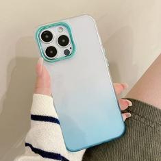 Estojo transparente com gradiente de revestimento de luxo para iPhone 14 13 12 11 Pro Max Protetor de câmera para iPhone XR XS Max Capa traseira transparente, verde, para iPhone 13 Pro