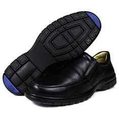 Sapato Social Masculino Confort Bico Redondo Floater Couro cor:Preto;Tamanho:41