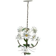 Luminária de Teto Artesanal Para Sala de Jantar com Flores 03 Bocas