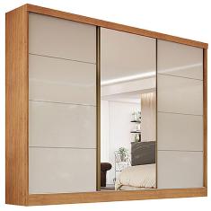 Guarda Roupa Casal Com Espelho 3 Portas 6 Gavetas